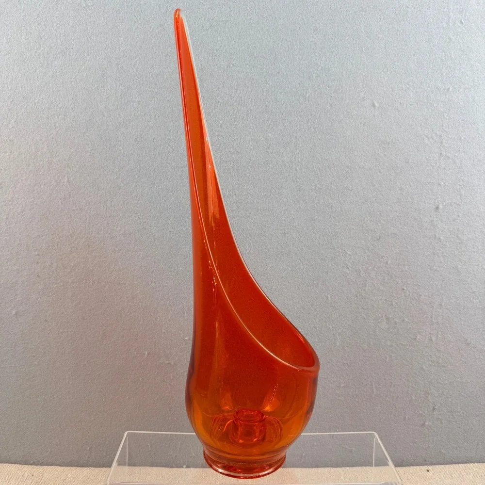 Viking Glass Persimmon Orange Taperglow Candle Holder Epic‎ Series 14.5